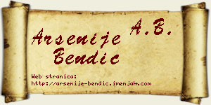 Arsenije Bendić vizit kartica
